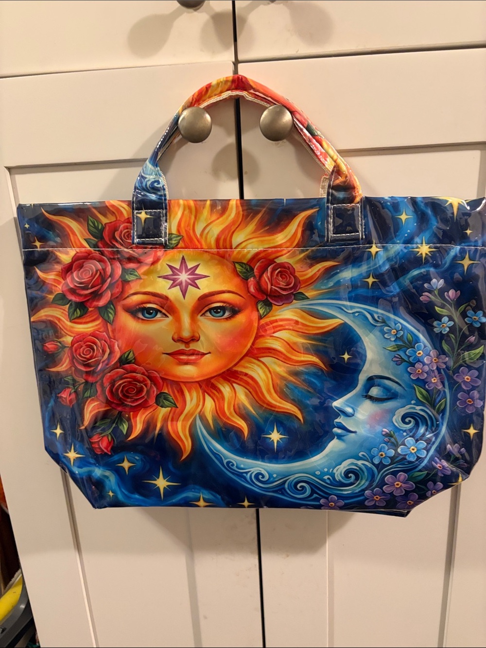 Sun & Moon Floral Tote Bag - Vibrant Multicolor Design New Large Gorgeous!